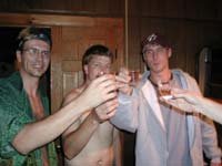 Nick toasting a shot at Safari